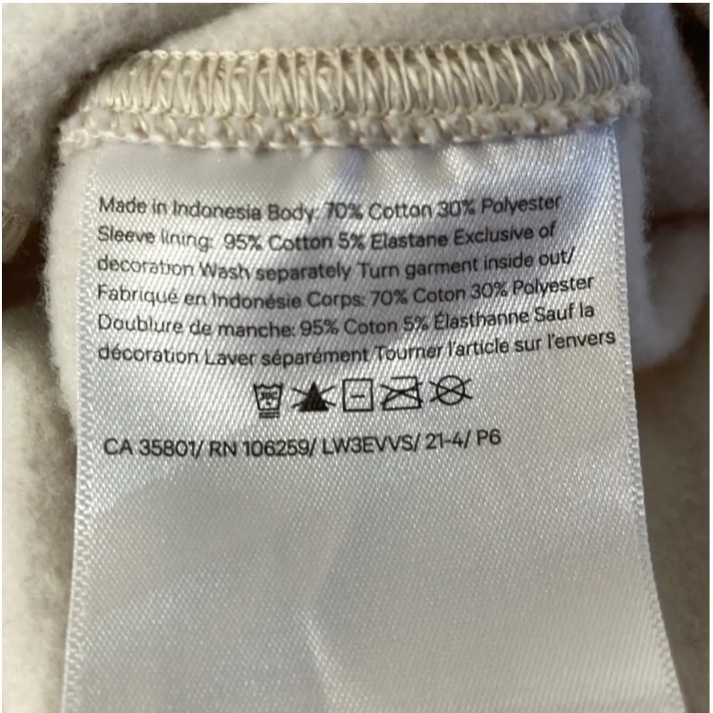 LULULEMON Braided Sleeve Pullover in White Opal See Measurements for Size